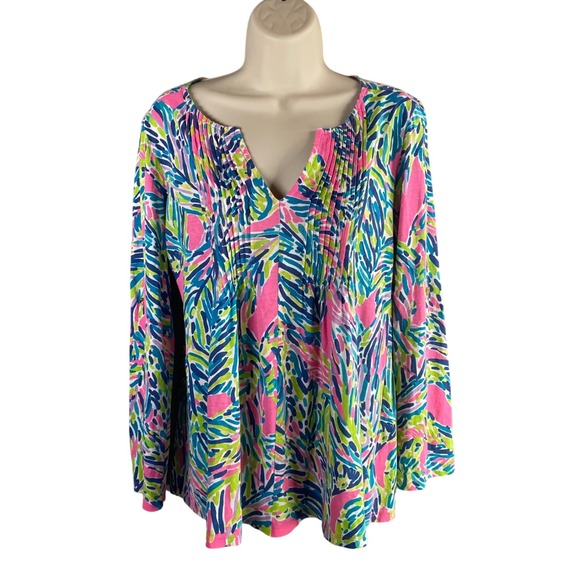 Lilly Pulitzer Tops - Lilly Pulitzer‎ Tunic Top Womens Small Leaf Print Beach Tropical Resort Preppy